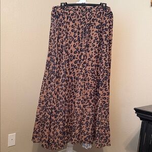 a.n.a Animal Print Maxi Skirt in Brown and Black